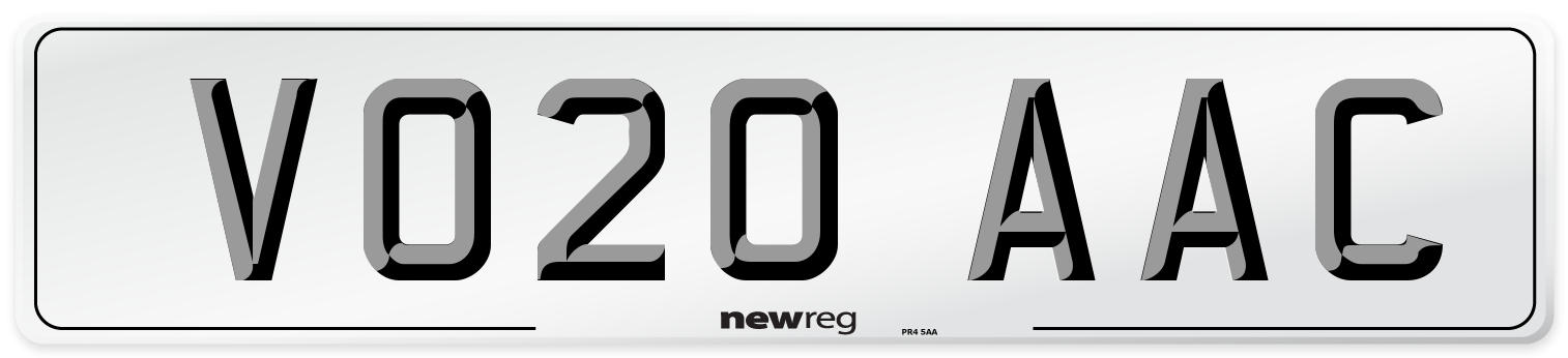 VO20 AAC Number Plate from New Reg